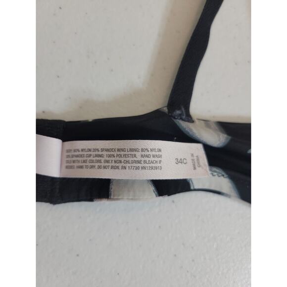 Auden Wire Free Convertible Racer Back Bra Black Floral Lined Adjustable 34C - Picture 8 of 10